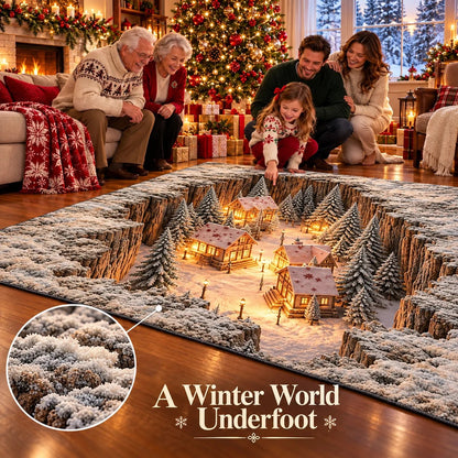 ❄️Optical Illusion Christmas Scene Rug | Bring A Hidden Winter Village To Your Floor🎄